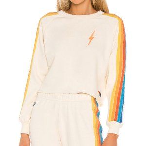 Aviator Nation pastel crewneck cropped sweatshirt